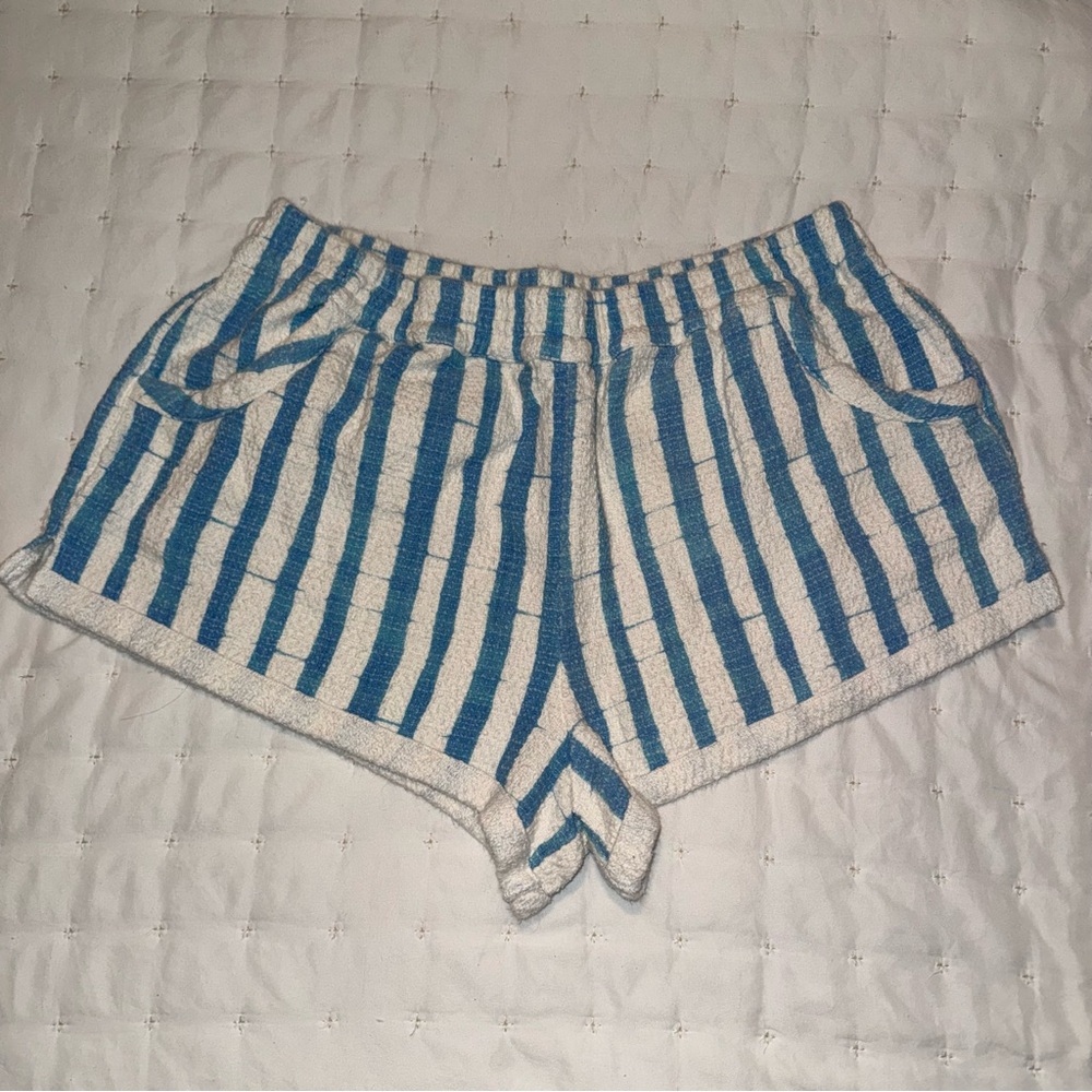 Lilki: sister brand: Anthropologie Blue and White Striped Waist Shorts